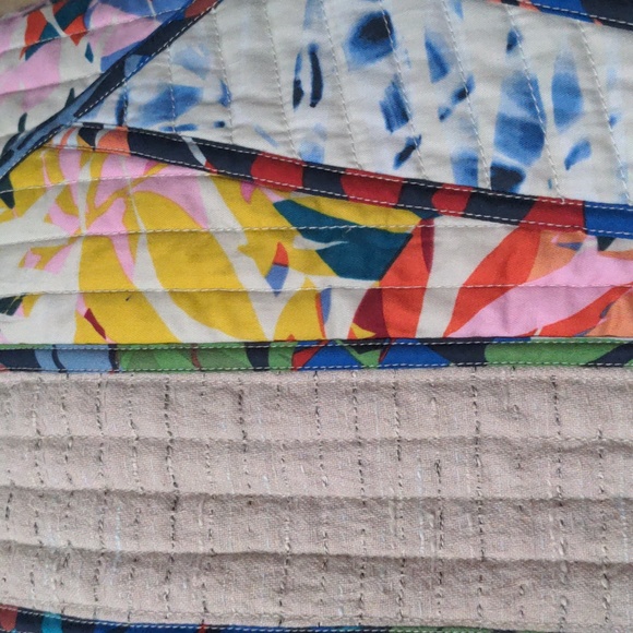 BCBG Andrick Palms Print-Blocked Miniskirt, Size 0, Stone Combo, Jacquard/Cotton - Picture 7 of 12